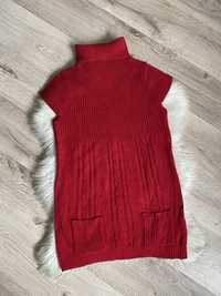 Sukienka sweterkowa esmara L czerwona golf krótki rękaw.