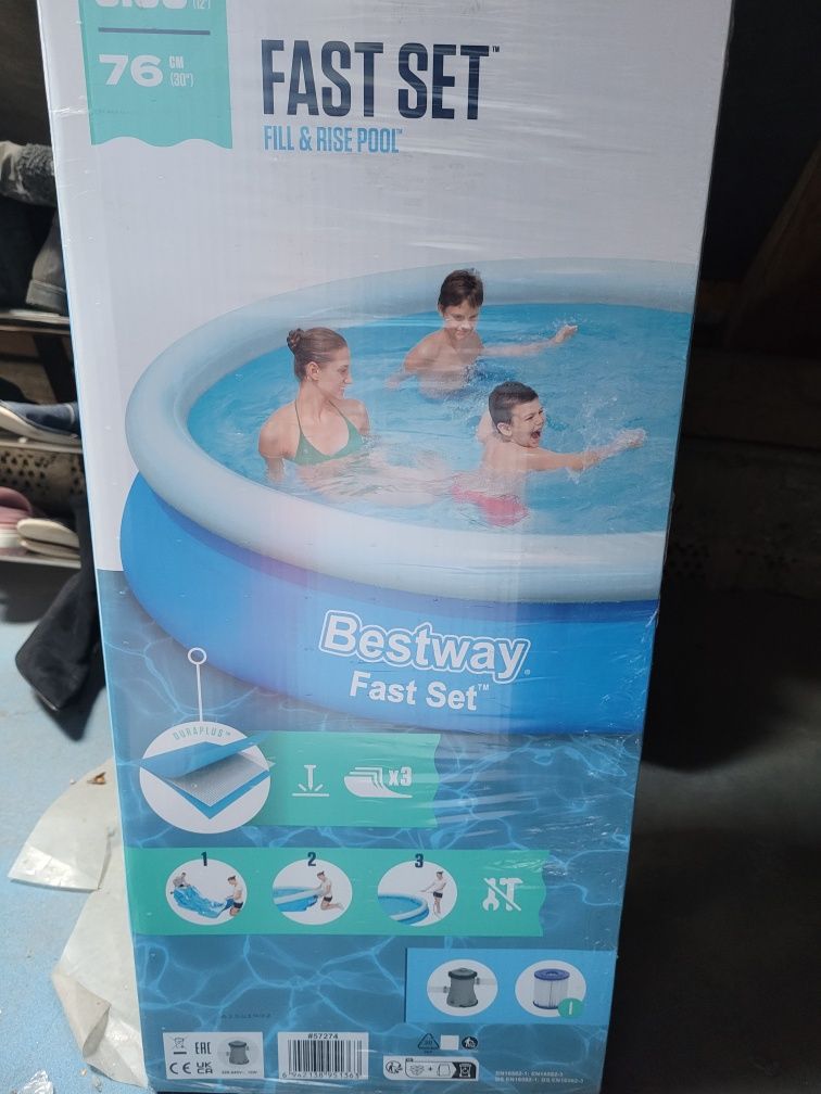 Basen rozporowy okrągły Bestway Fast Set 366 cm z pompą