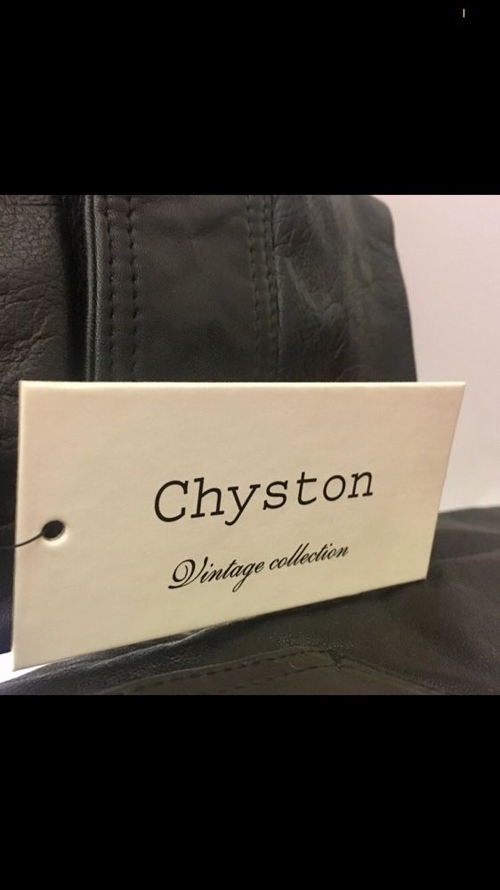 Nowy czarny płaszcz skórzany Chyston Vintage collection [M]