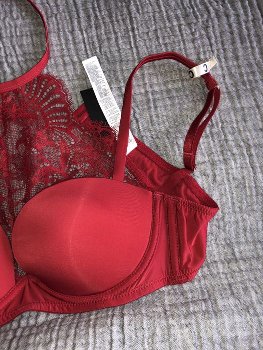 Intimissimi czerwony biustonosz stanik hoker uprząż koronka 75 C