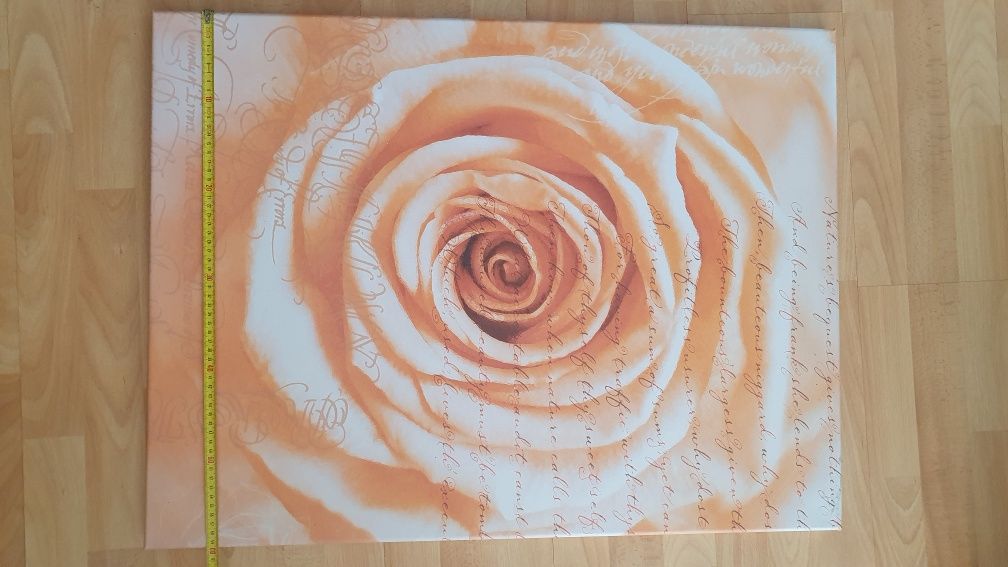 Quadro Tela Rosa grande tamanho 80cm X 60cm