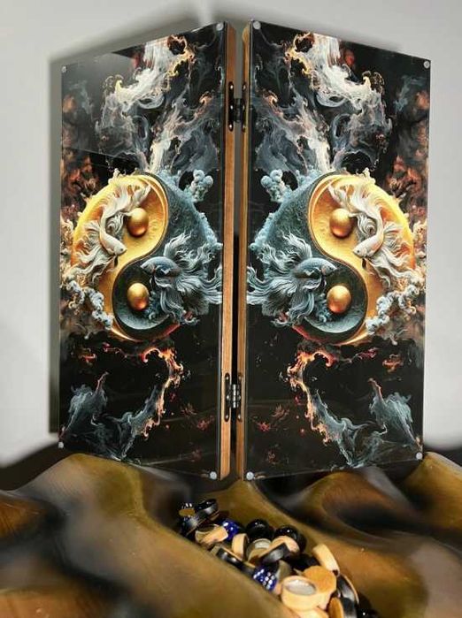 ПРЕМІУМ Нарди з дерева та гартованого скла розмір 48х50