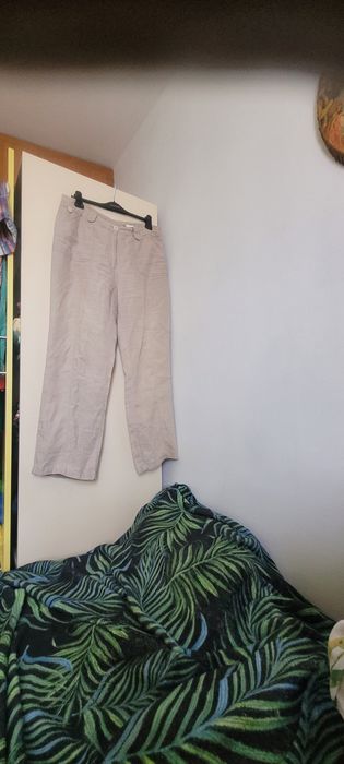 Długie nowe 44 spodnie 100% len