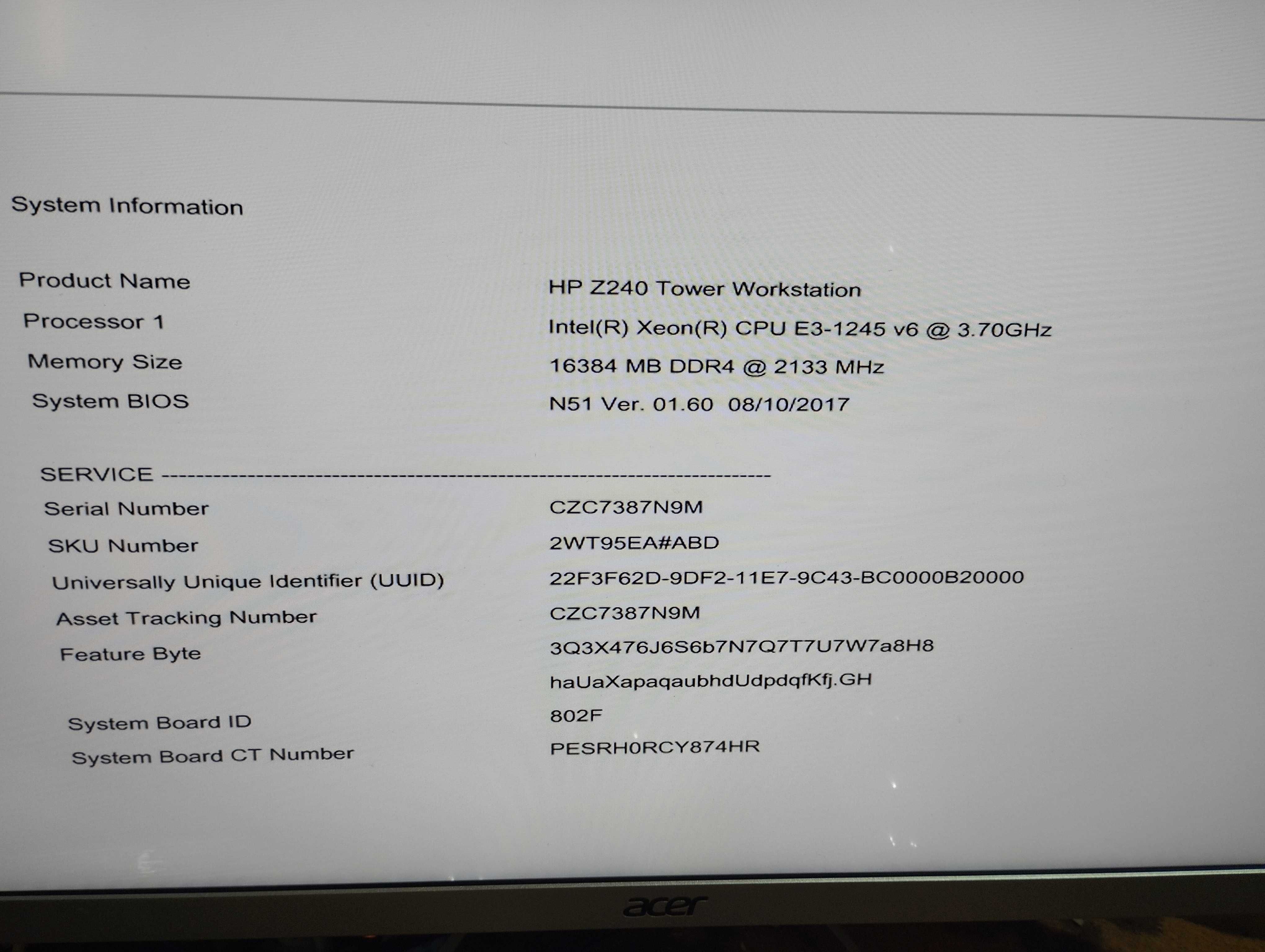 Робоча станція HP Z240 / Xeon E3 - 1245 V6 / 16 DDR4