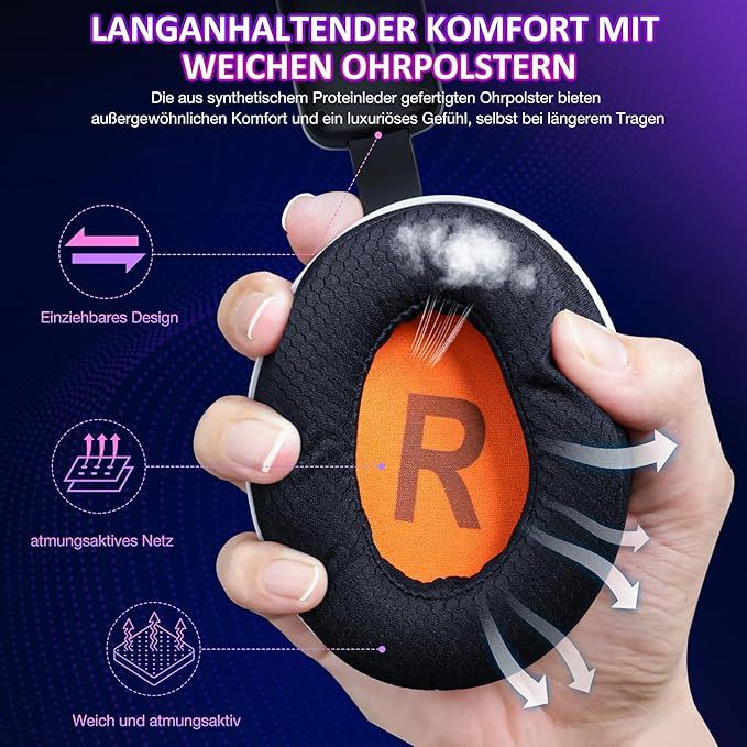 HASACOOL Bezprzewodowy Zestaw Słuchawkowy Gamingowy z Mikrofonem Biały