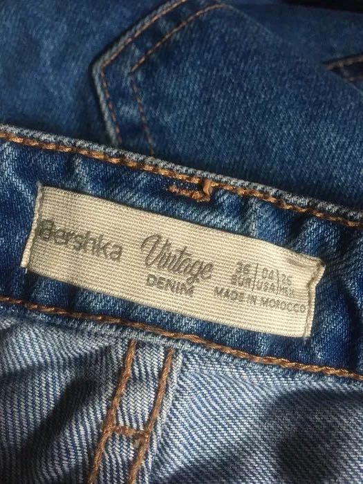 Spodnie jeansowe z wysoki stan vintage bershka s grubszy jeans proste