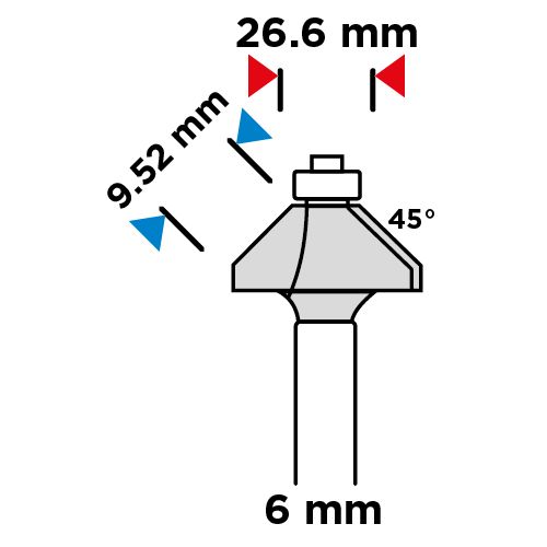 Frez Kształtowy Z Łożyskiem, Hm, 26.6 X 9.52 Mm, Trzpień 6 Mm