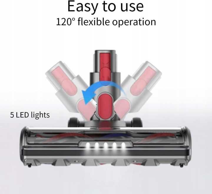 KENVOR szczotka do Dyson V7 V8 V10 V11 V15 z LED – model D009