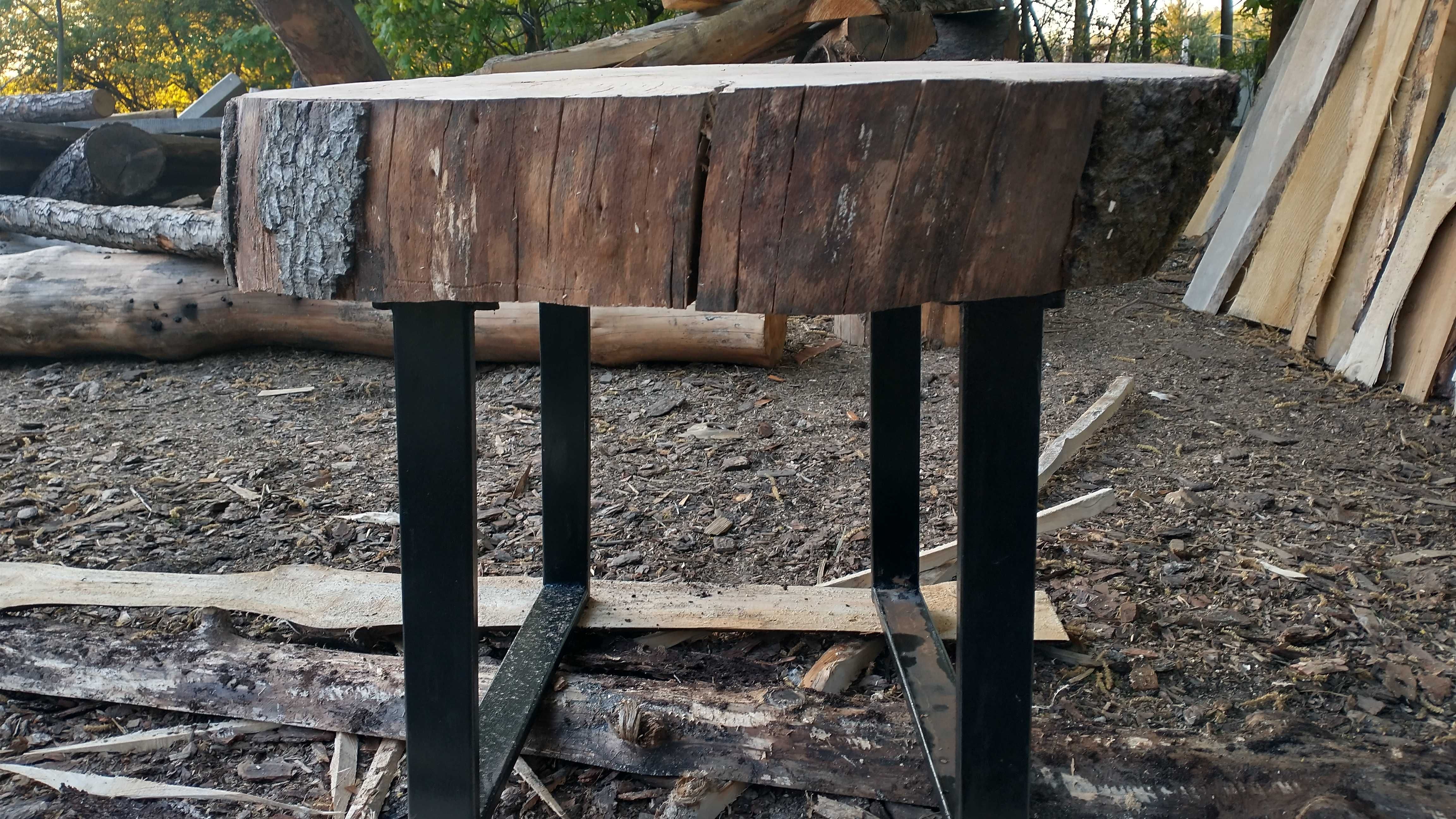 Stół industrialny buk nogi metal malowane czarne 85 cm średnicy tanio