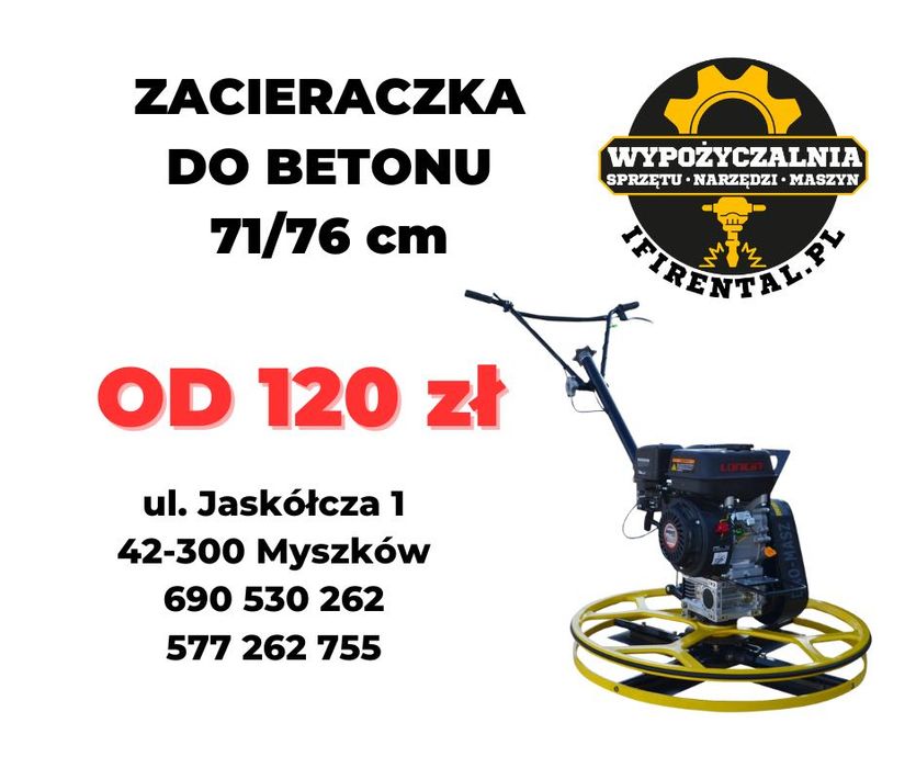 Zacieraczka do betonu spalinowa 71/76 cm talerz wypożyczalnia