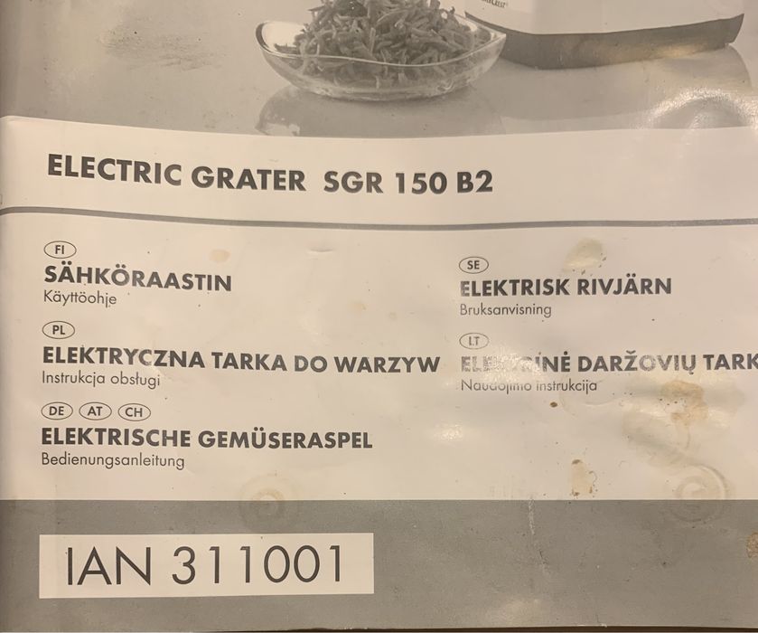 Elektryczna tarka do warzyw