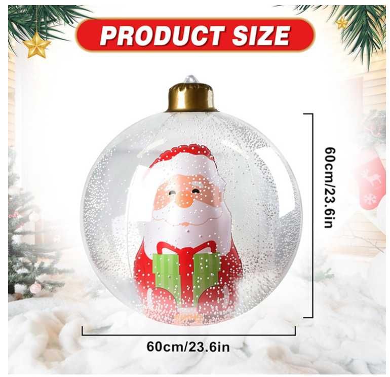 Nadmuchiwana bombka świąteczna, wzór Mikołaj 60cm LORESJOY