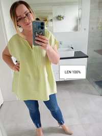 Bluzka jasnozielona limonkowa 100% len linen 42/XL