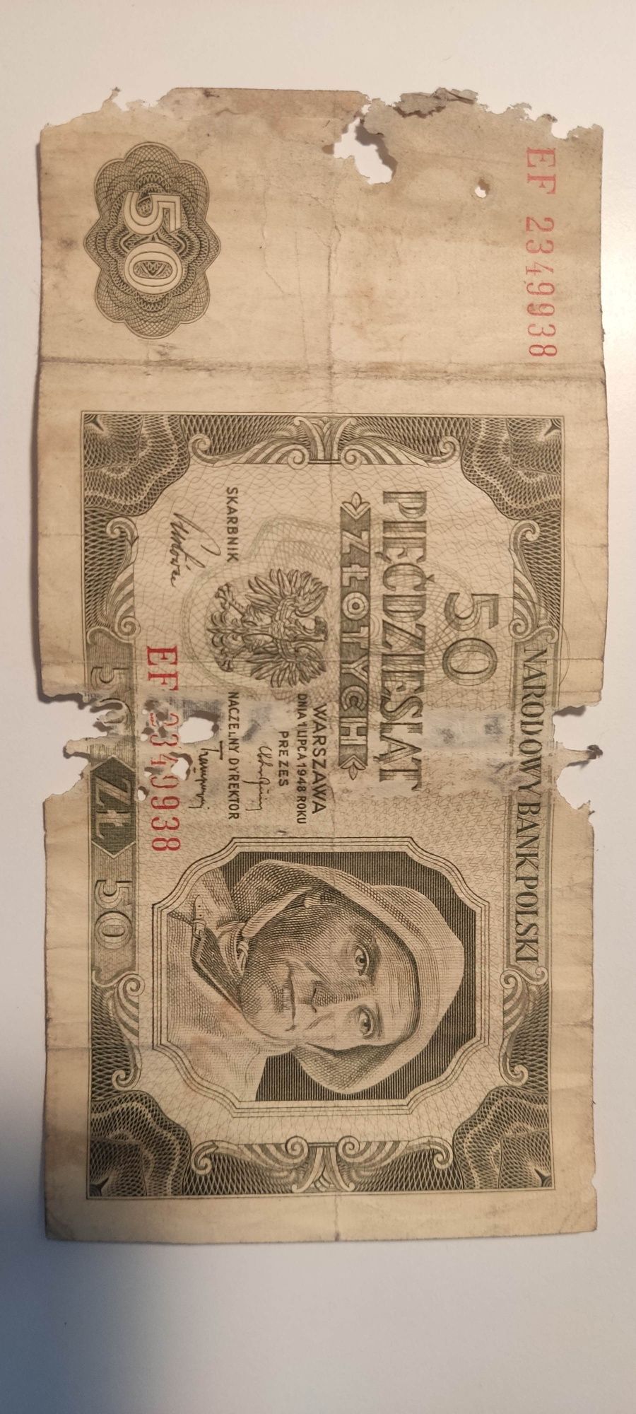 Banknot 50 złotych 1948 rok RYBAK