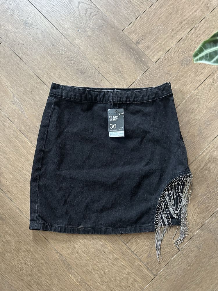 Spodniczka fredzle nowa mini jeansowa jeans denim wyciecie