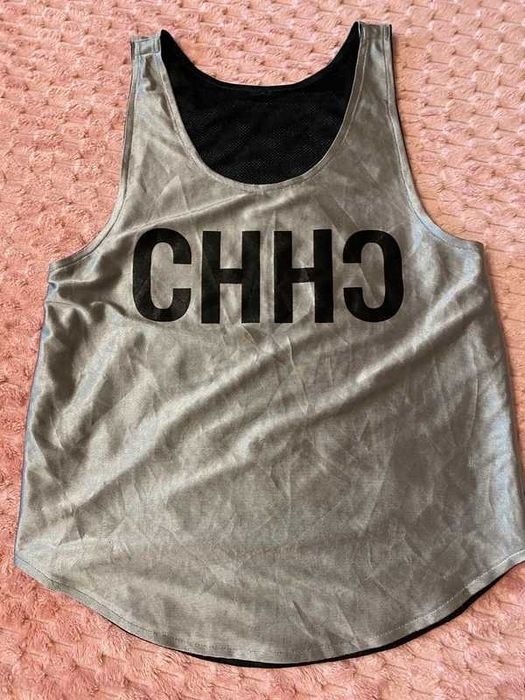 M 38 Tank Top bluzka na ramiączkach bez rękawów Rave Techno silver