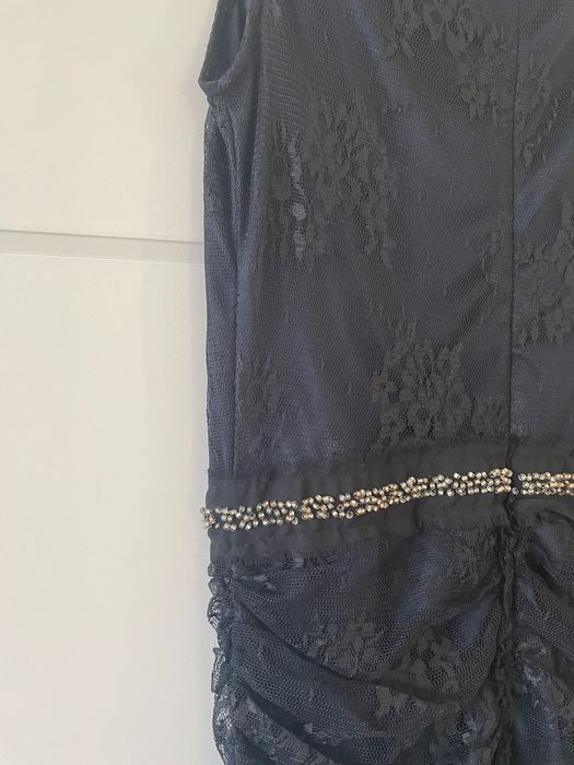 Elegancka super sukienka granat czerń koronka sylwester MANGO - r. S