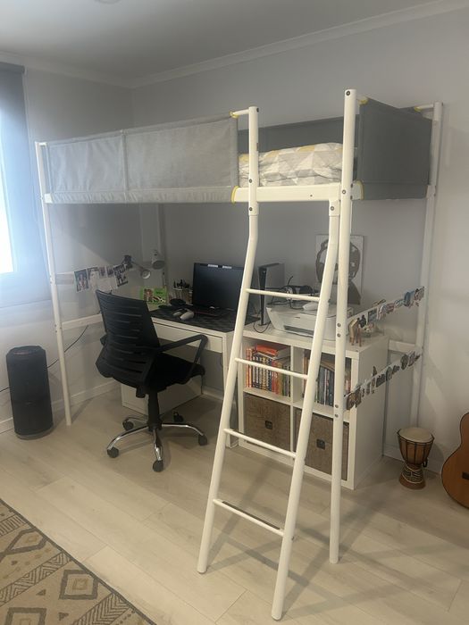 Cama alta de solteiro com colchao incluido