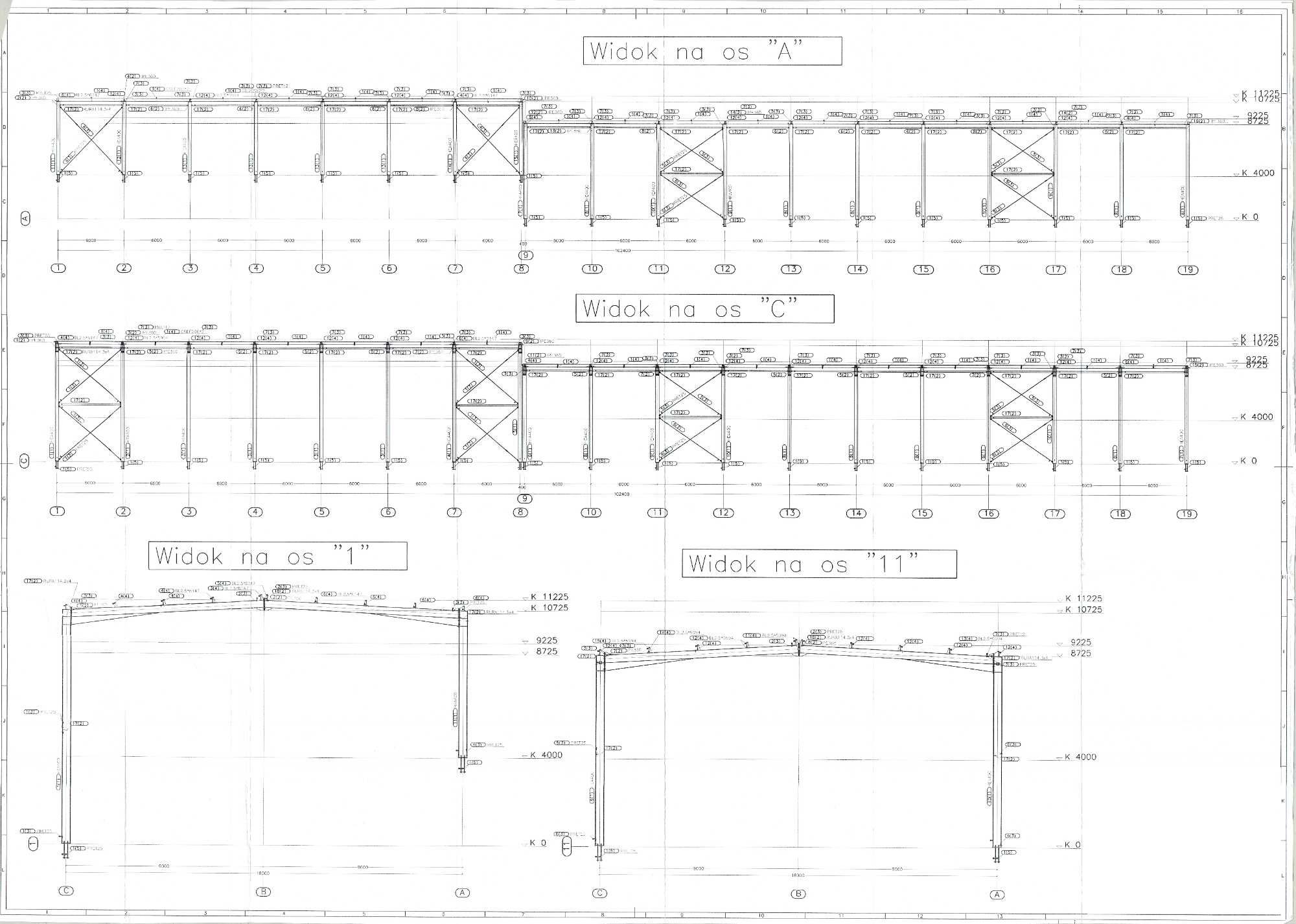 Konstrukcja stalowa hali wiaty magazynowej produkcyjnej 1800m2