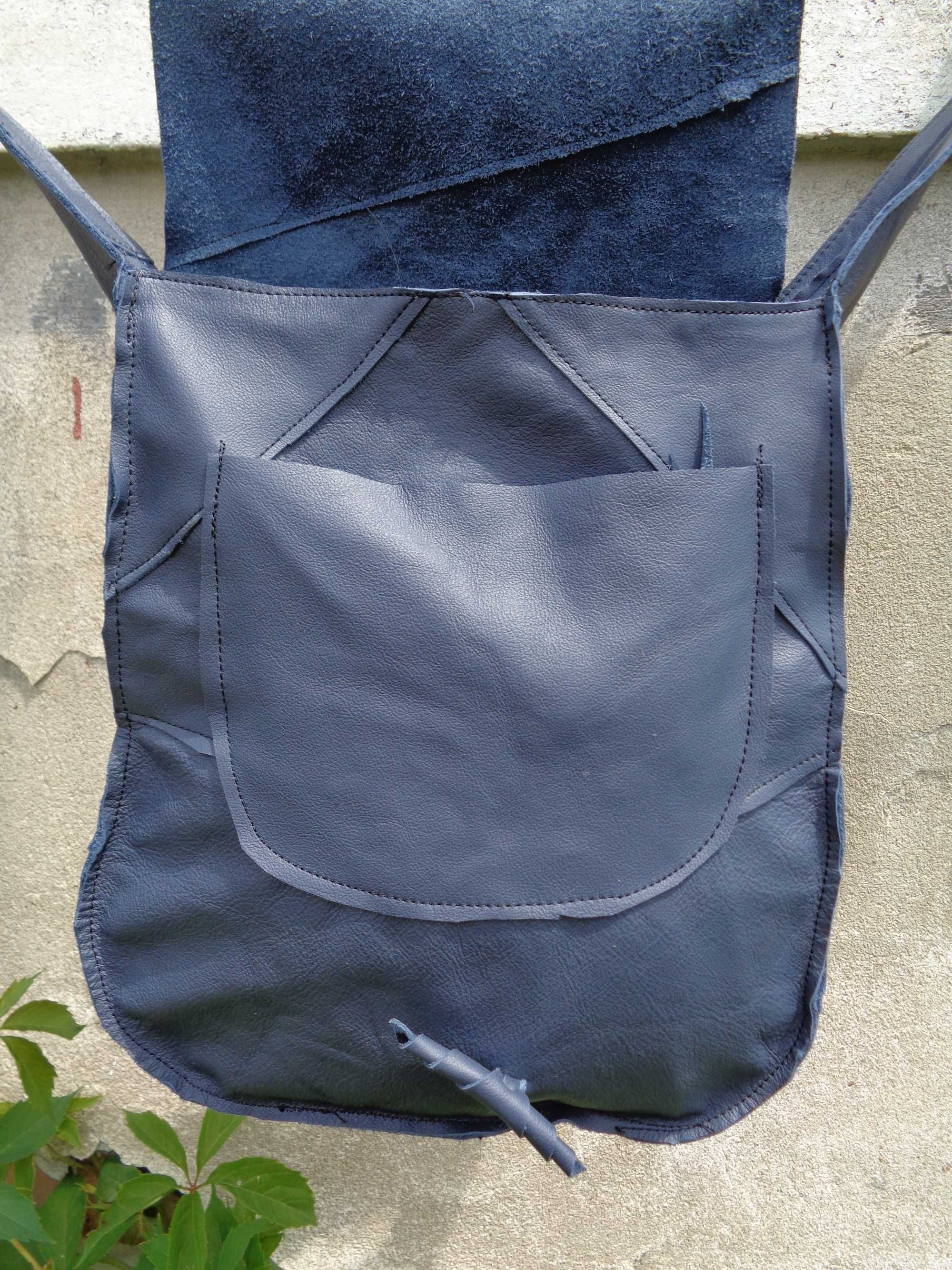Artystyczna torebka skórzana z widokiem. Handmade