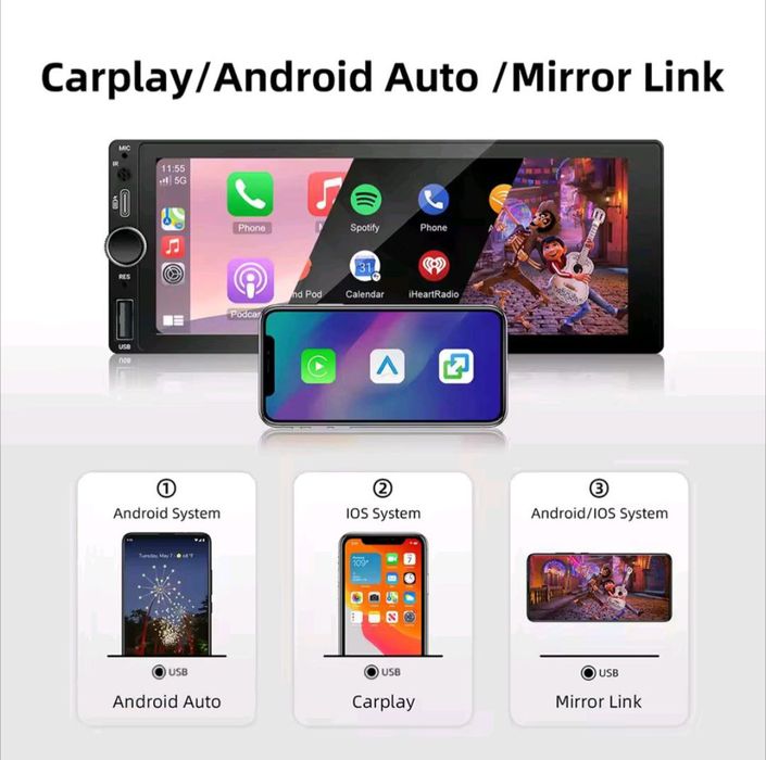 Магнітола 2DIN RM-CP6801 | CarPlay / Android Auto / Mirror Link