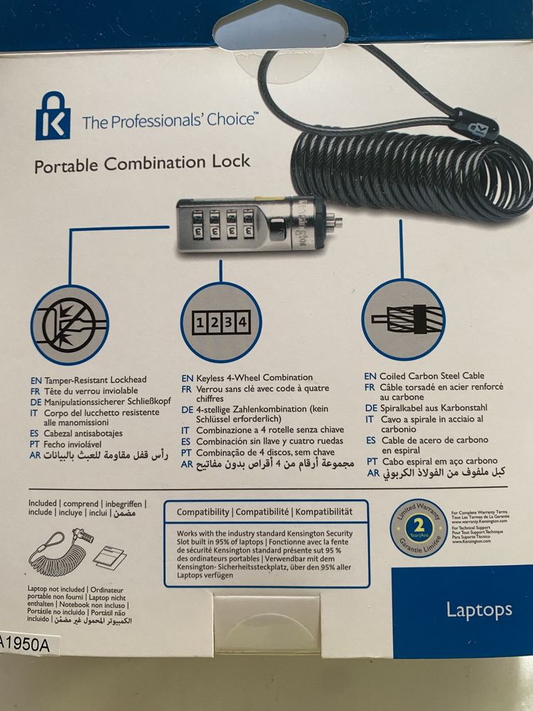 NOVO - Cadeado portátel para computador