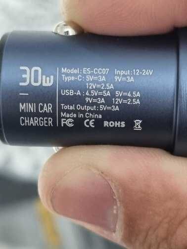 Автомобільний зарядний пристрій Essager ES-CC07 30W USB-C + USB Чорний