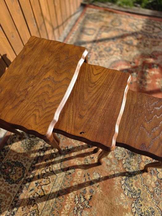 Trojak  dębowe stoliki 3 szt stolik Ludwik #1728  Stylowy Węgrów