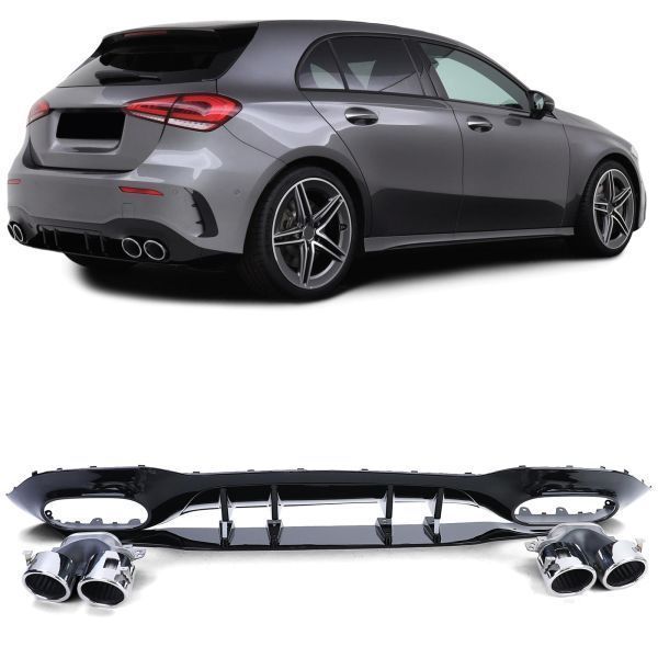 Difusor com Ponteiras Mercedes A W177 (2018 em diante) Look A45 AMG