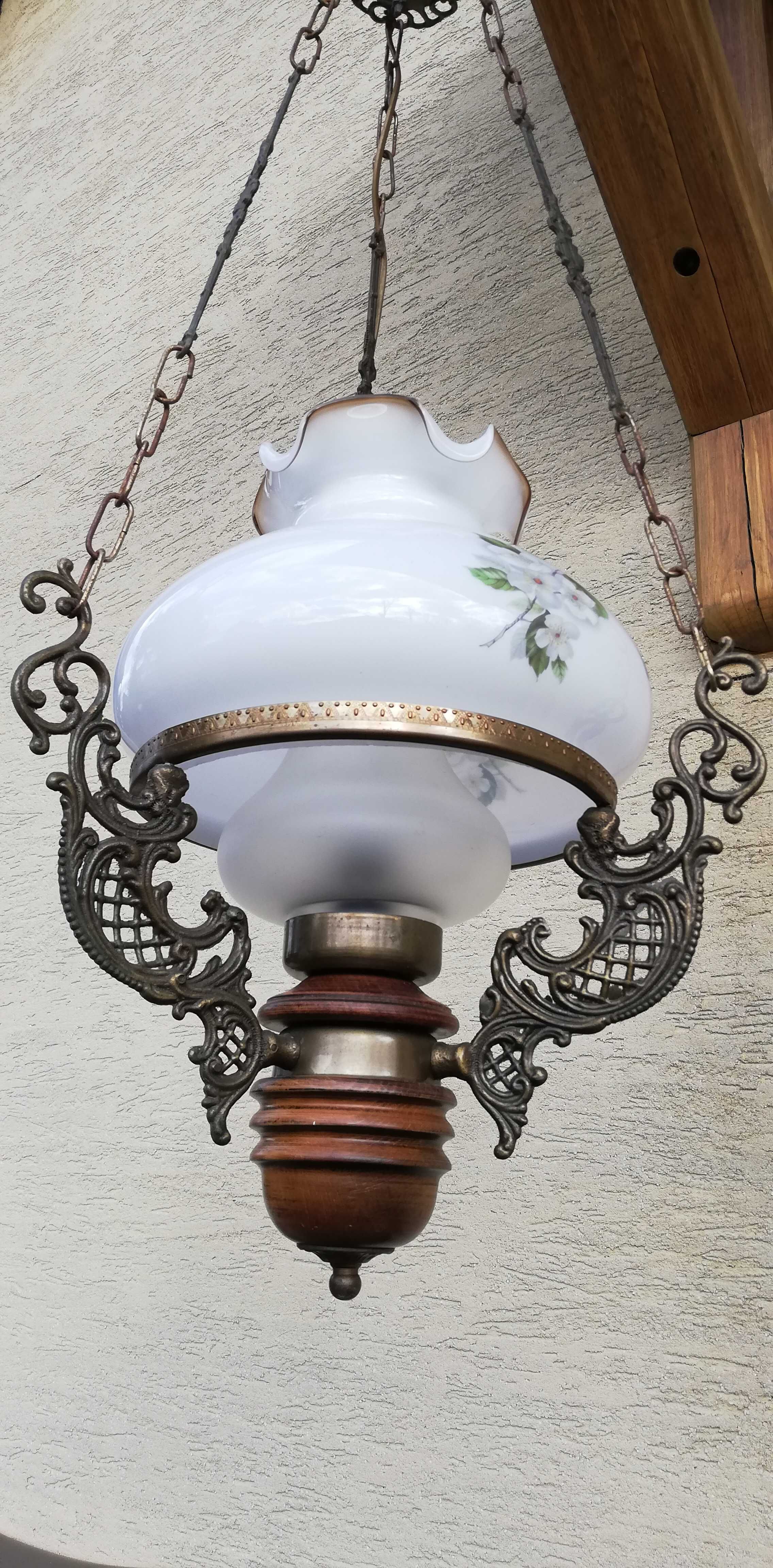lampa wisząca naftowa stylowa holenderska Aladyn szklana