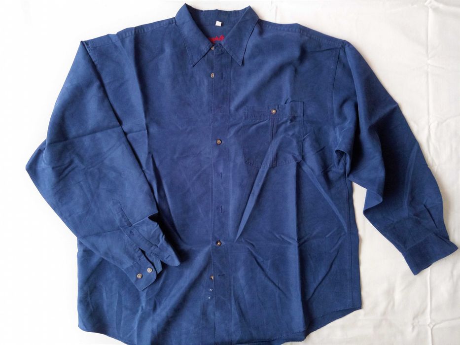 Granatowa casualowa koszula męska z długim rękawem C&A; XL, 43/44