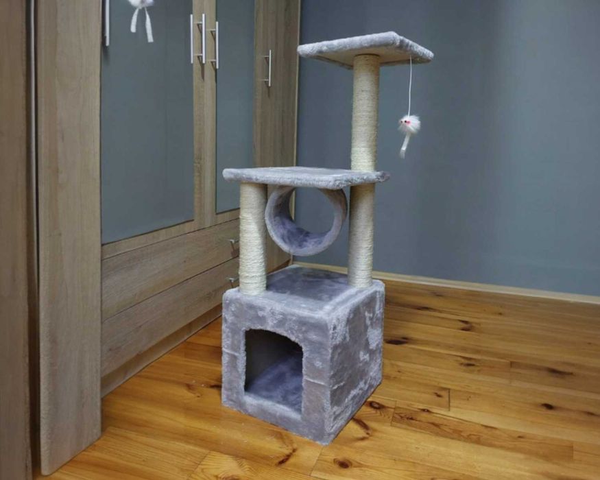 Drapak Dla Kota 90cm Domek Platforma 4 Poziomy WSPINACZKA I RELAKS