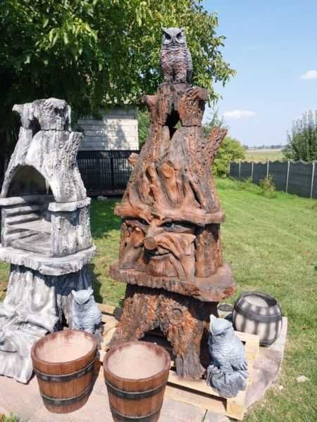 sowa betonowa , ogrodowa , rzeźba