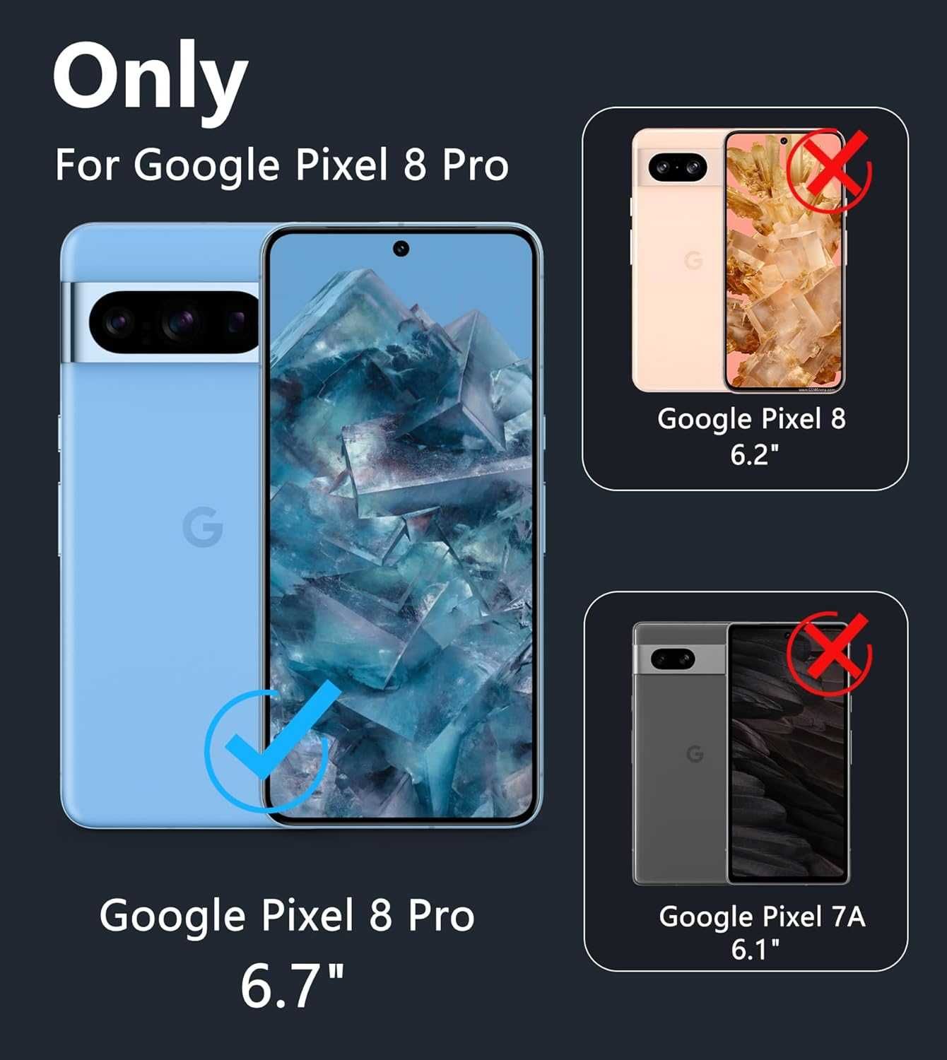 FNTCASE etui antypoślizgowe do Google Pixel 8 PRO 1x szkło bezbarwne