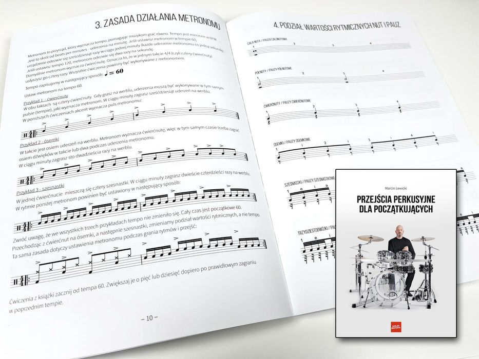 Ksiażka z nutami dla perkusisty: Przejścia perkusyjne dla początkujący