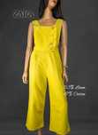 Lniany casualowy kombinezon wide leg cytrynowy  53% len zara xs/s