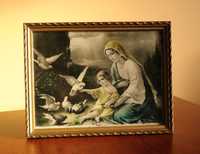 Przedwojenny Obraz Matka Boska z Jezusem antyki starocie oleodruk