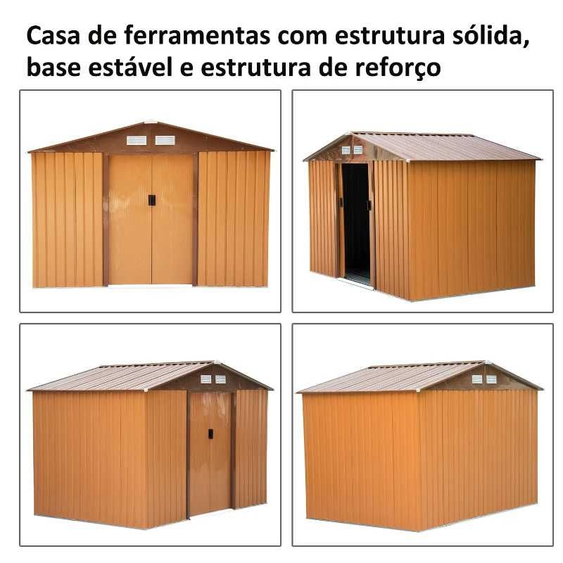 Abrigo de arrumação em metal verde 257x205x178 cm