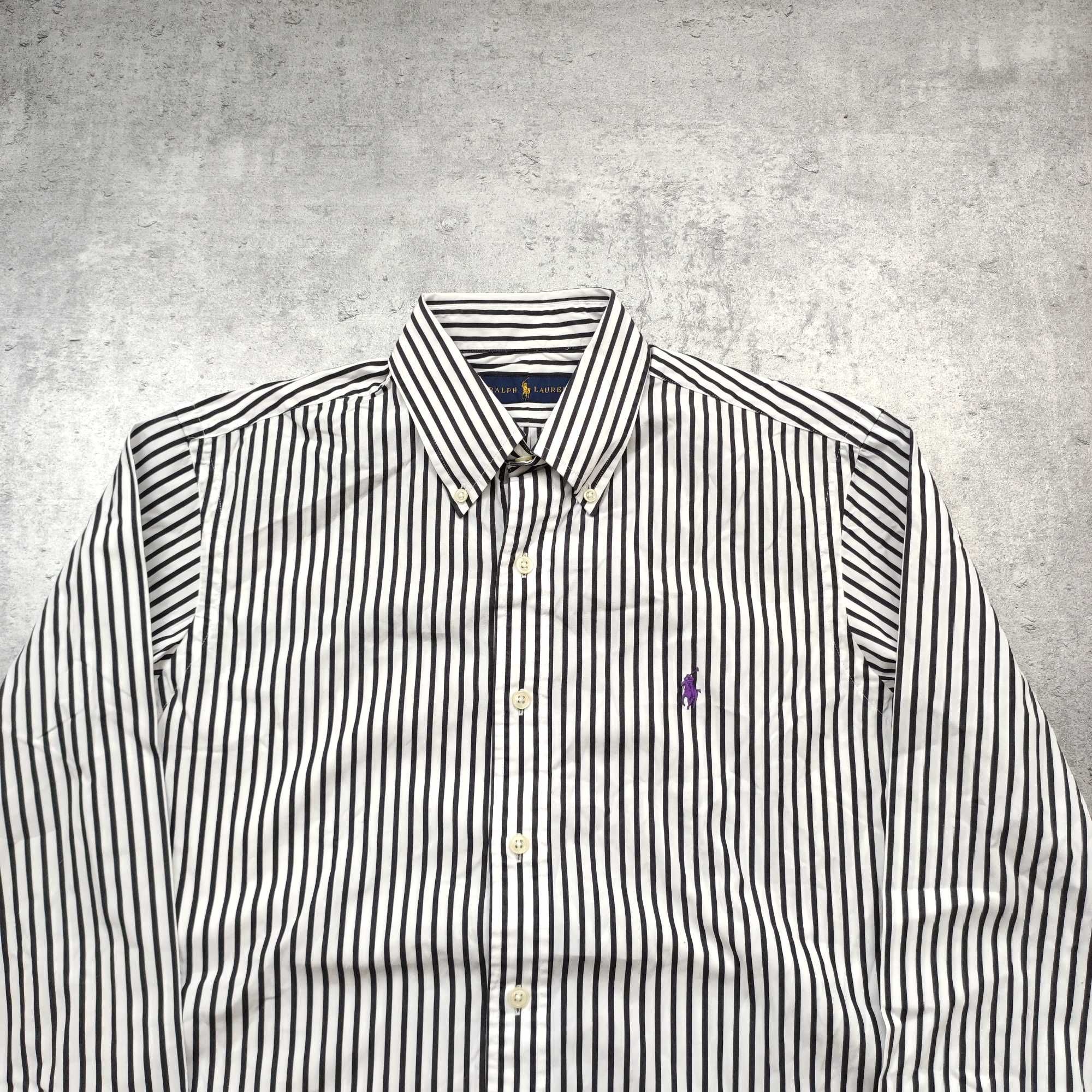 MĘSKA Elegancka Koszula PREMIUM Bawełna Polo Ralph Lauren Paski Konik
