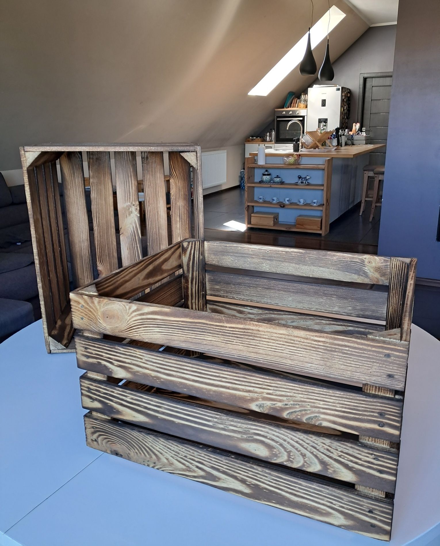 Dwie nowe skrzynki drewniane opalane 50x40x30 solidne z przesyłką OLX