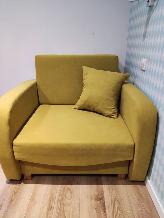Fotel INCA rozkładany do spania amerykanka - żółty firmy Konsimo