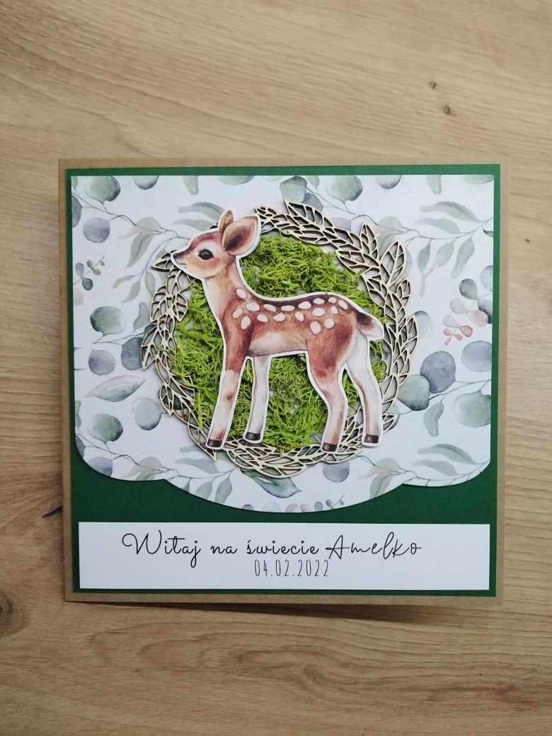 Kartka urodzinowa dla dziecka w stylu leśnym. Personalizowana.