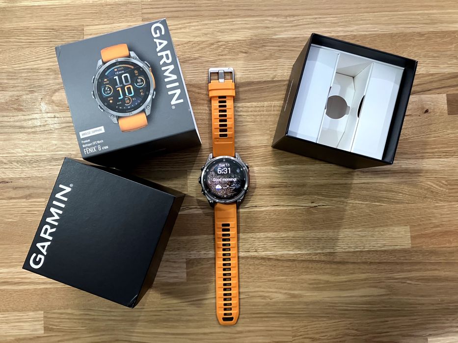 Smartwatch Garmin Fenix 8 47mm AMOLED Sapphire Tytan Spark orange EKG