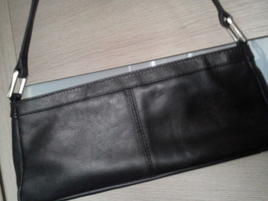 Сумка клатч чорна класика натуральна шкіра