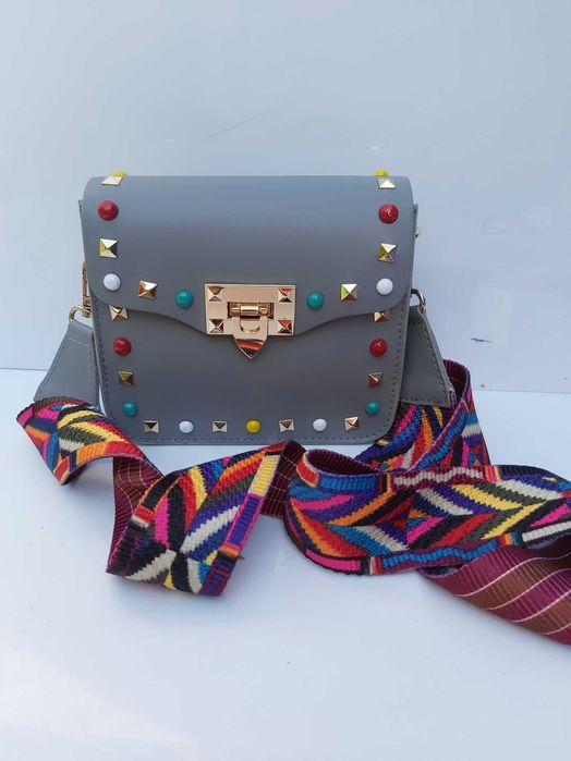 Torebka boho etno CREOLE kolorowa pastylki torba listonoszka skórzana