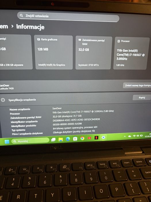 Laptop Dell latitude 7420 i7-1185g7
