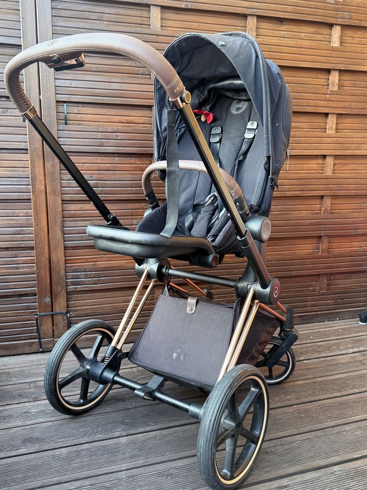 Wózek cybex priam 4.0 black sepia złoty stelaż ponadczasowy desing
