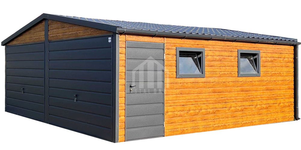 Garaż blaszany 6x5m - brama drzwi okno blachodachówka SO127