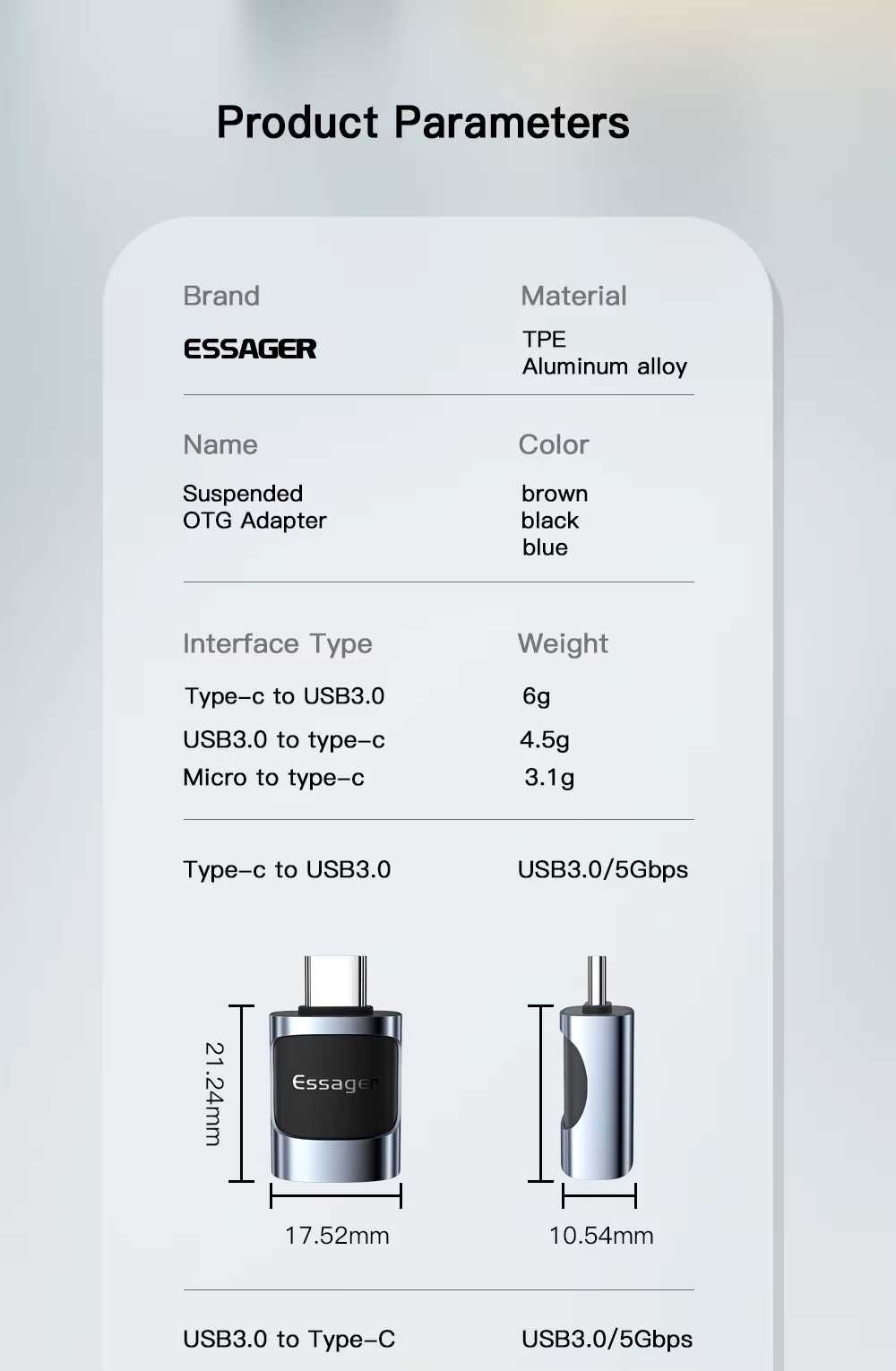 Essager adapter przejściówka OTG micro USB do USB-C 2.0 EZJMC-XL01