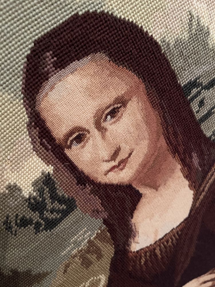 Mona Lisa - duży obraz haftowany, gobelin. H. Schalke